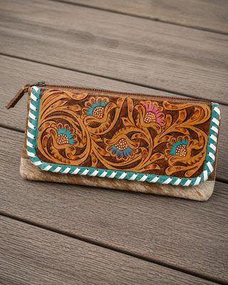 Flames Hair-On Leather Wallet by Myra Bag