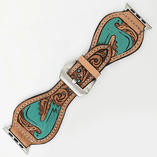 Turquoise Thunderbird Tooled Leather Smart Watch Band by American Darling