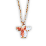 Moo Pendant Necklace - Gold - Cowhide - Western Jewelry - Bronco Western Supply Co.