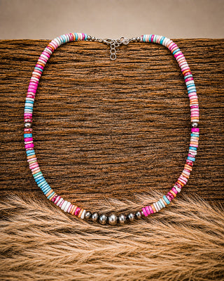 Desert Spectrum Sterling Silver Heishi Necklace
