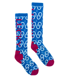 High Maintenance Cowgirl Sky Blue Performance Socks in white back drop.