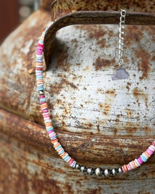 Desert Spectrum Sterling Silver Heishi Necklace