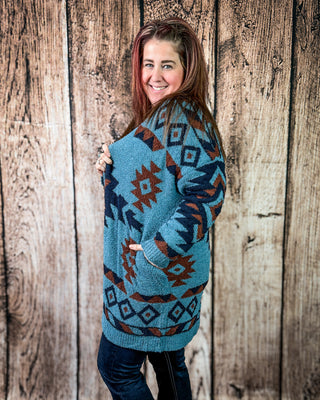 Trading Post Cloud Cardigan in Blue