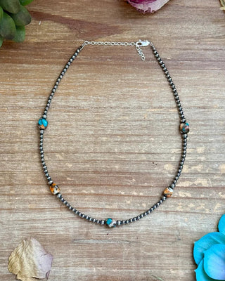Teya Turquoise and Spiny Oyster Choker Necklace