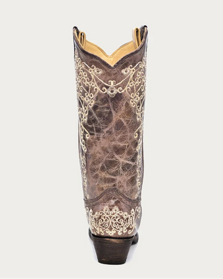 Bonebloom Embroidered Snip Toe Boots in Brown by Corral Boots