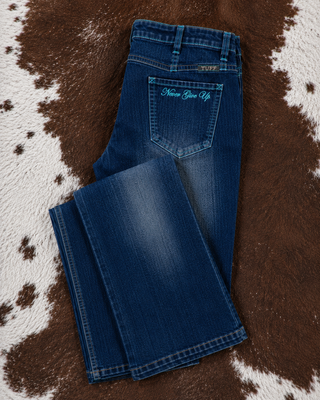 Turquoise Never Give Up Bootcut Jeans by Cowgirl Tuff
 Jeans By Cowgirl Tuff