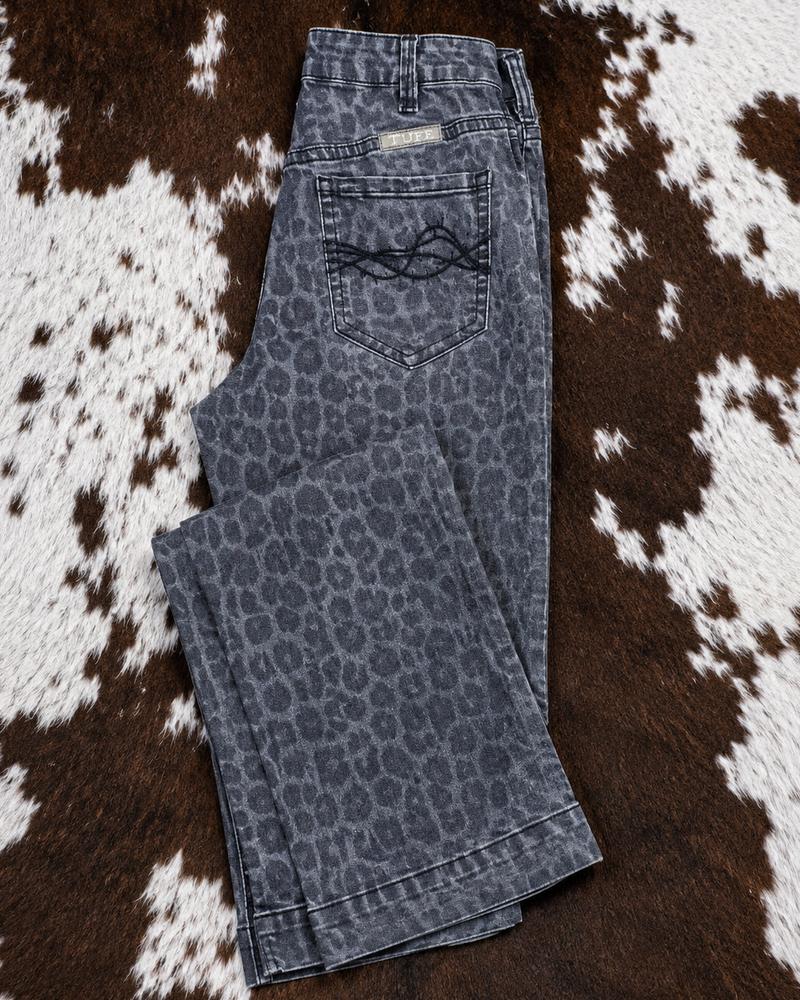 Gray Leopard Trouser Jeans by Cowgirl Tuff
