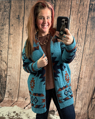 Trading Post Cloud Cardigan in Blue