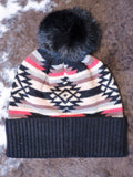 C.C. - Aztec - Pom Beanie - Black - Western Accessory - Winter Hat - Bronco Western Supply Co.