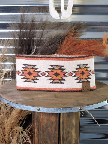 C.C. - Southwestern - Head Band - Beige - Winter Hat - Bronco Western Supply Co.