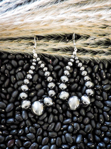 Penny Teardrop Earrings - Silver Faux Navajo Pearl -  Western Jewelry - Bronco Western Supply Co.