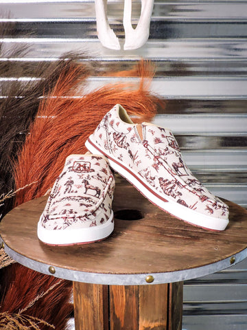 Twisted X - Slip On Shoe - Kicks - Maroon & Ivory - Casual Shoe - Bronco Western Supply Co.