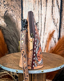 Crossbody Purse displayed on wooden table.