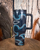 The Turquoise Outlaw – 40oz Boot Stitch Tumbler with Handle