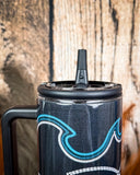 The Turquoise Outlaw – 40oz Boot Stitch Tumbler with Handle
