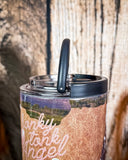Honky Tonk Angel – 30oz Cow Print Tumbler with Handle