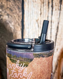 Honky Tonk Angel – 30oz Cow Print Tumbler with Handle
