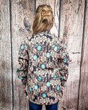 Tattoos On This Town Soft Shell Jacket modeled on person.