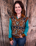 Amarillo Days Knit Sweater Vest being on modeled on person.