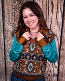 Amarillo Days Knit Sweater Vest being on modeled on person.