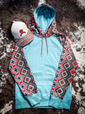 Punchy Hooey Ladies Hoodie - Turquoise/Tan - Bronco Western Supply Co.