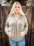 Savannah Ruffle Hoodie - Olive - Bronco Western Supply Co.