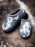 Sparks Slipper - Black/White - Cow Print - Very G - Bronco Western Supply Co.