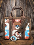 Wrangler Sherpa Tote Southwestern Print Canvas Tote/Crossbody - Coffee - Bronco Western Supply Co.