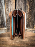 Julie Mini Wallet - Brown - Floral Tooling - Hair on hide - Montana West - Bronco Western Supply Co.