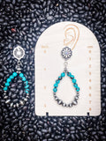 Cannon Stud Dangle Earrings - Turquoise/Silver