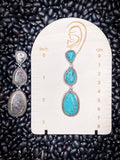 Billie Stone Stud Dangle Earrings - Turquoise/Silver