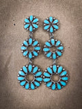 Daisy Stud Dangle Earrings - Turquoise