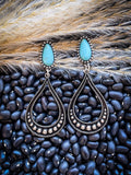 Laurel Stud Dangle Earrings - Silver - Western Jewelry - Faux Turquoise - Bronco Western Supply Co.