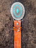 "Sue" Brown & Turquoise Hooey Belt - Western Accessory - Bronco Western Supply Co.