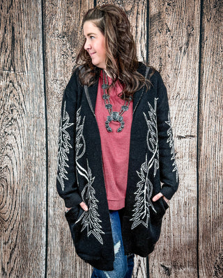 Wilderline Boot Stitch Cardigan in Black by Lucky & Blessed