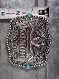 Howdy Belt Buckle - Silver - Western Accessory - Belt Buckle - Bronco Western Supply Co.