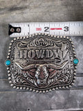 Howdy Belt Buckle - Silver - Western Accessory - Belt Buckle - Bronco Western Supply Co.