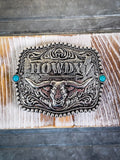 Howdy Belt Buckle - Silver - Western Accessory - Belt Buckle - Bronco Western Supply Co.