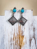 Tyler Post Dangle Earrings - Silver- Western Jewelry - Faux Turquoise - Bronco Western Supply Co.