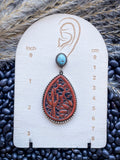 Luke Tooled Leather Earrings -  Western Jewelry - Teardrop Earring - Bronco Western Supply Co.