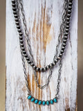 Harper Navajo Style Pearl Layer Necklace - Natural - Faux Navajo Pearl - Bronco Western Supply Co.