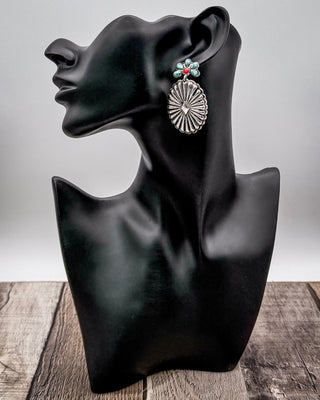 Avaline Concho Drop Stud Earrings