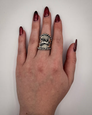 Swirl Horse Cuff Ring in Silver