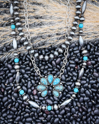 Sagebrook Layered Squash Blossom Necklace in Turquoise