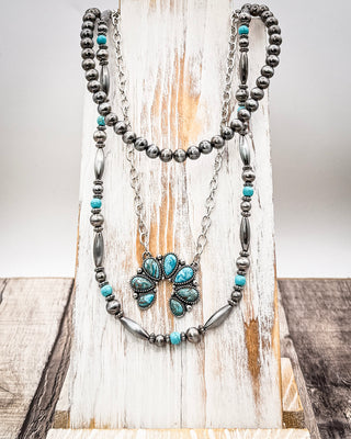 Sagebrook Layered Squash Blossom Necklace in Turquoise