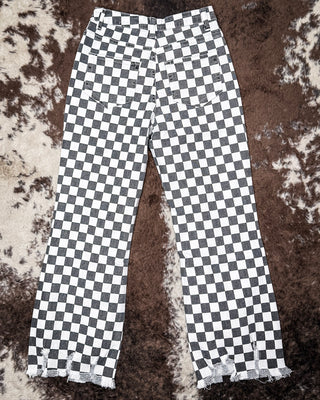 Round The Track Checkered Jeans by Sterling Kreek