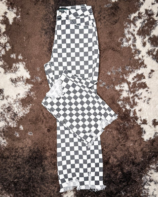 Round The Track Checkered Jeans by Sterling Kreek