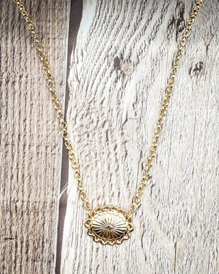 Aurelia Crest 18K Gold Plated Concho Necklace