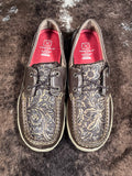 Adrienne - Twisted X - Boat Shoe - Driving Moc - Brown & Embossed Flower - Bronco Western Supply Co.
