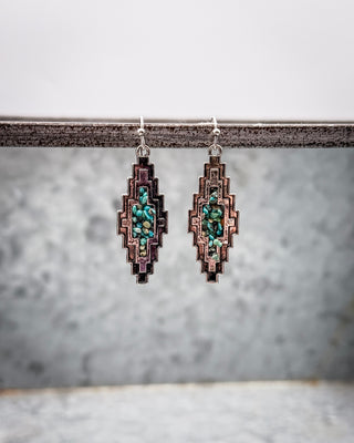 Stone Inlay Geo Dangle Fashion Earrings